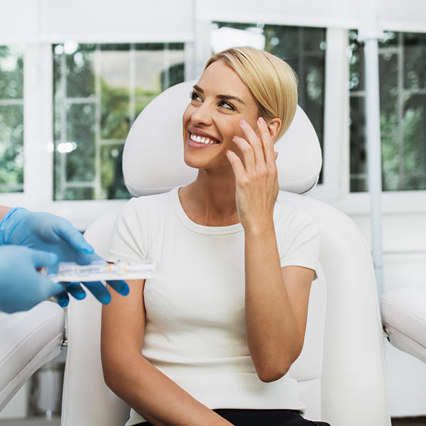 happy woman after getting botox